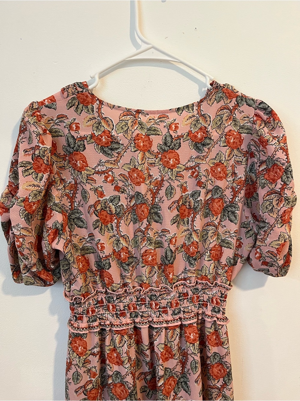 Max Studio Floral V-Neck Midi Dress - Peach Floral - Picture 10 of 13
